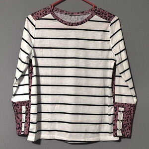 Small Striped & Pink Cheetah Print Blouse